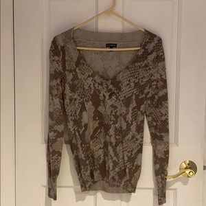 Express Snake Skin Print V Neck Sweater